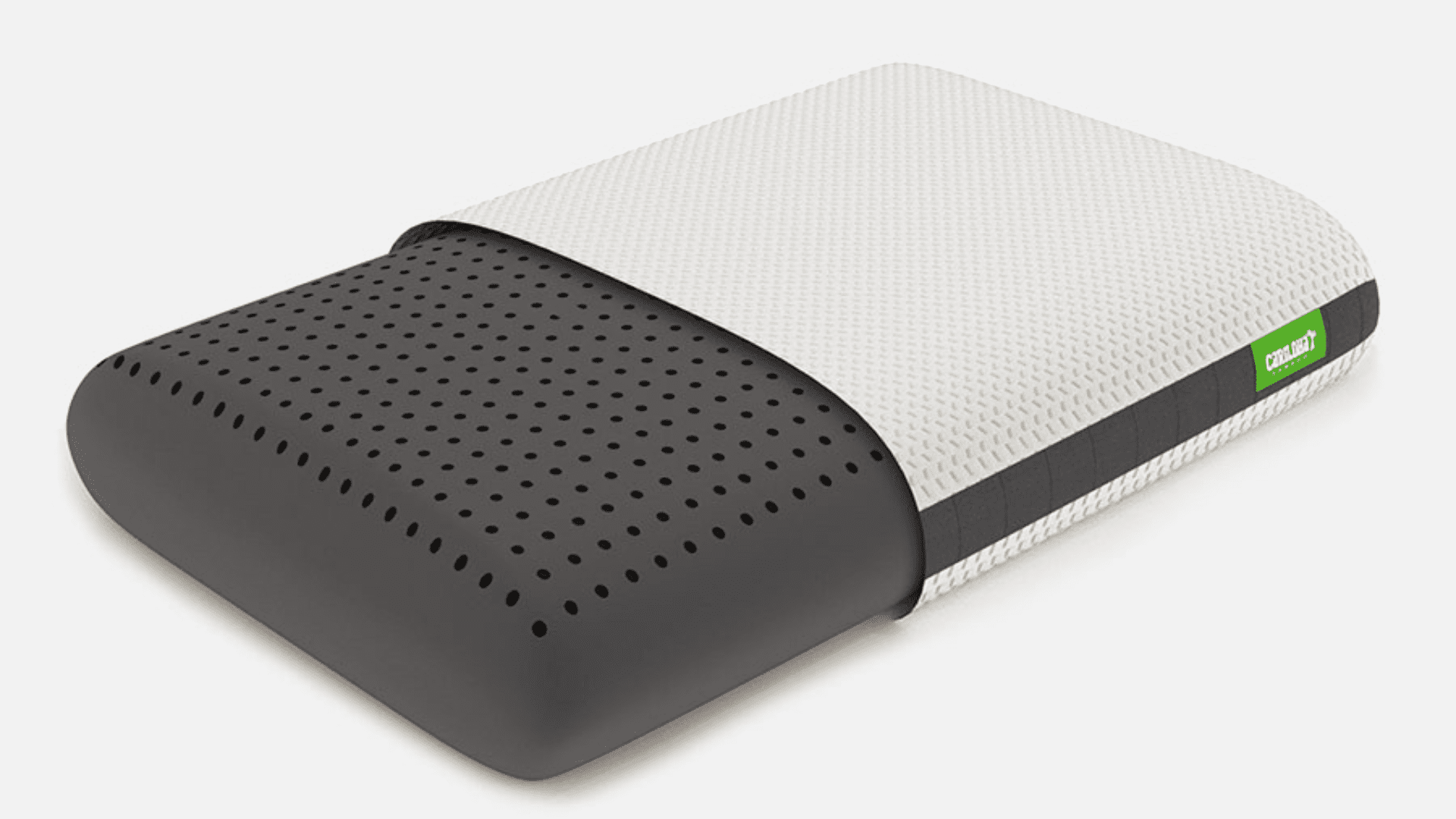 Modern cooling mattress with breathable fabric, perforated base, and supportive side panel.