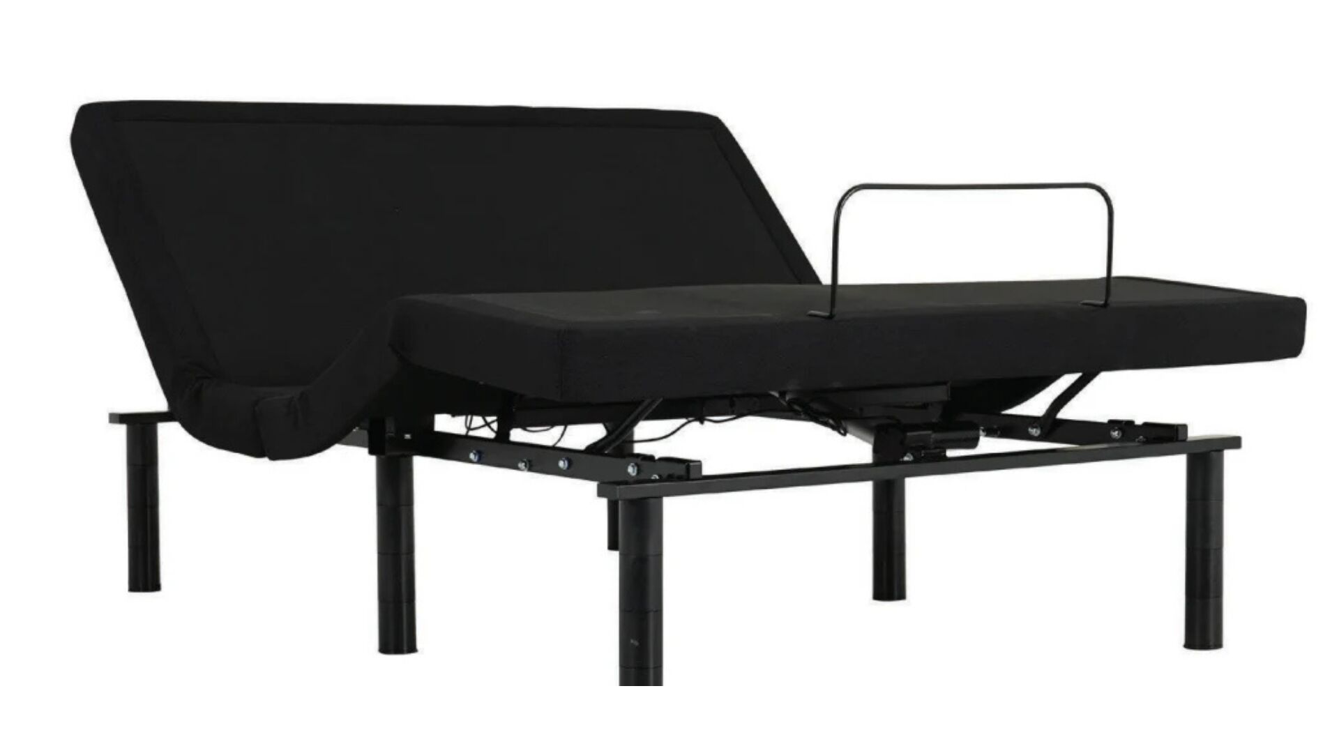 Modern adjustable bed frame in matte black for personalized comfort and sleek bedroom design.